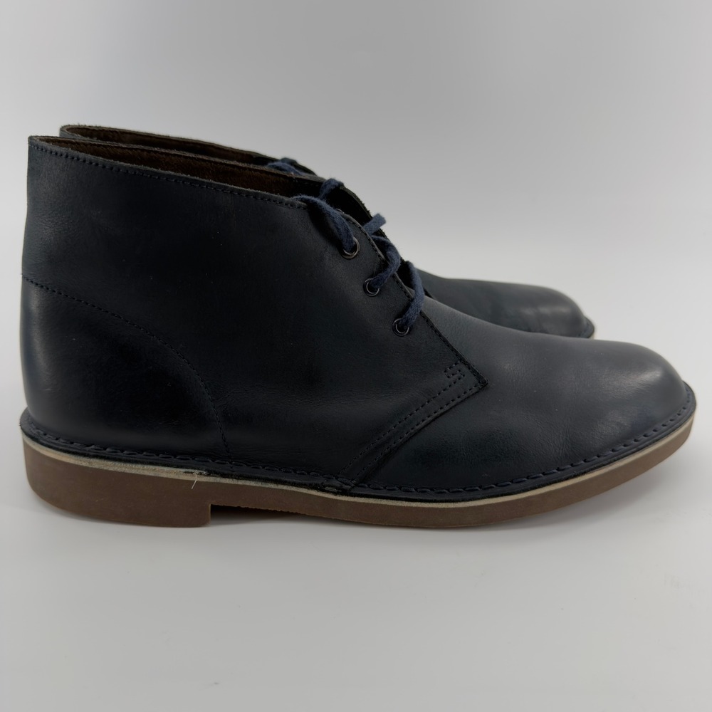 Clarks Mens Navy Blue Leather Chukka Desert‎ Boots Size 12 Lace Up Casual Shoes